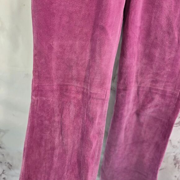 Vintage Leather Pants Womens 29 Pink Purple Y2K Flare Boot Suede High Rise - Picture 10 of 12